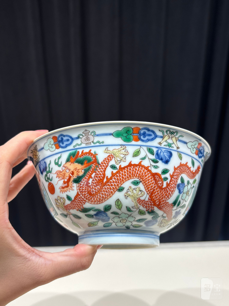清乾隆 五彩龙凤纹碗 - 图6